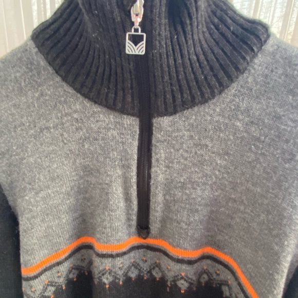 EUC Dale of Norway - LAHTI Mens wool zip-up sweater, dark grey & orange, size M - Picture 7 of 11